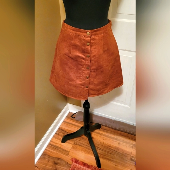 Rue 21 Cognac Faux Suede Mini Skirt - Picture 1 of 6